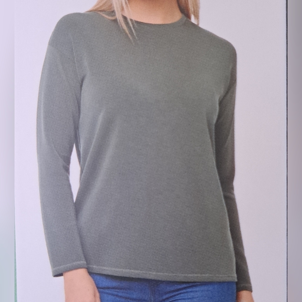 NWT Up! Long Sleeved Top Soft Tencel Green Women's Size Small Crewneck - Picture 14 of 14